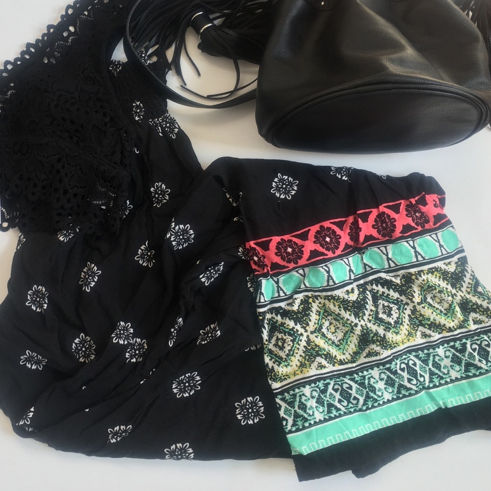 PALAZZO PANTS, Wide Leg, Tribal Pattern; Loose